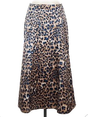 Lulu's Blue and Tan Leopard A-Line Skirt